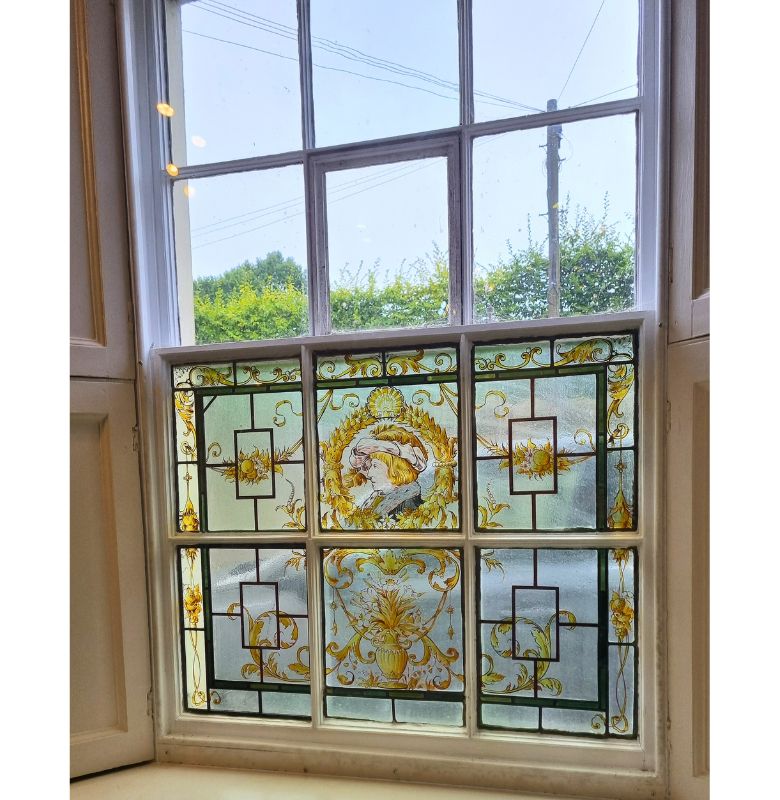 Stained glass window in front reception