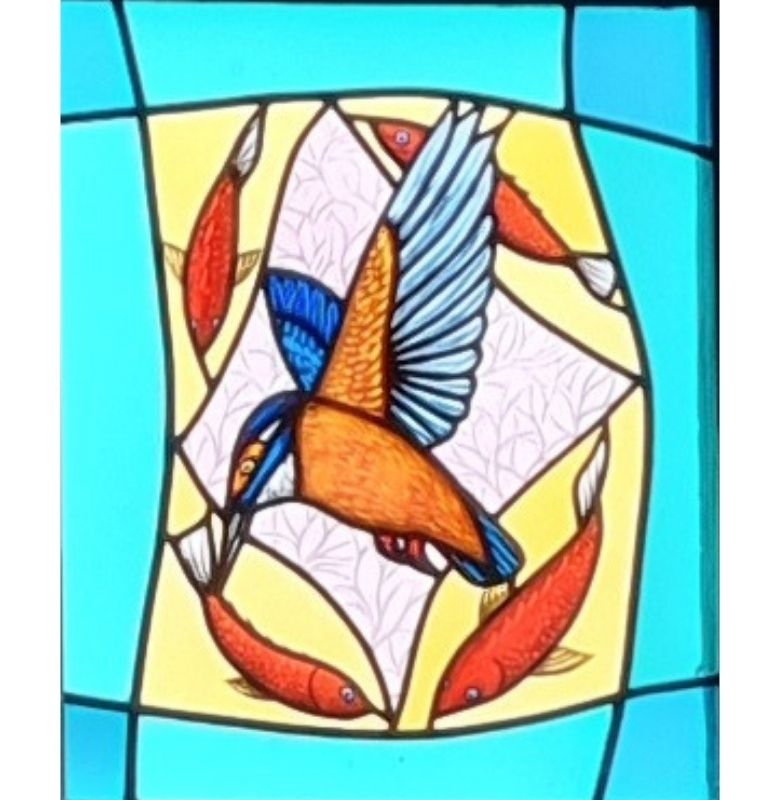 Kingfisher pane in annexe window