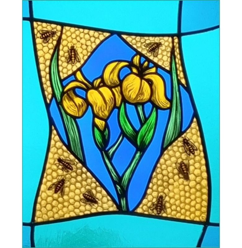 Yellow flower pane in annexe window