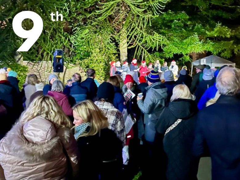 People singing in the garden at night