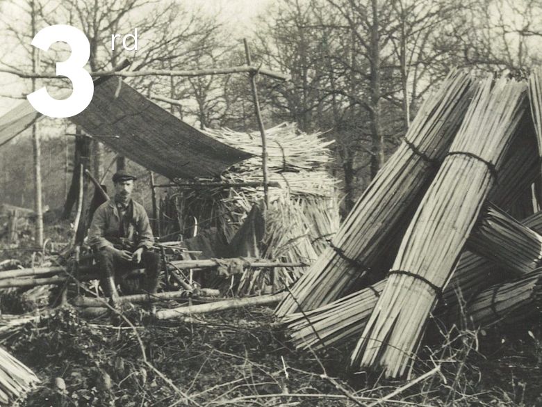 Old photo of woodsman at work