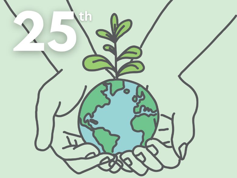 drawing of the earth held in a pair of hands