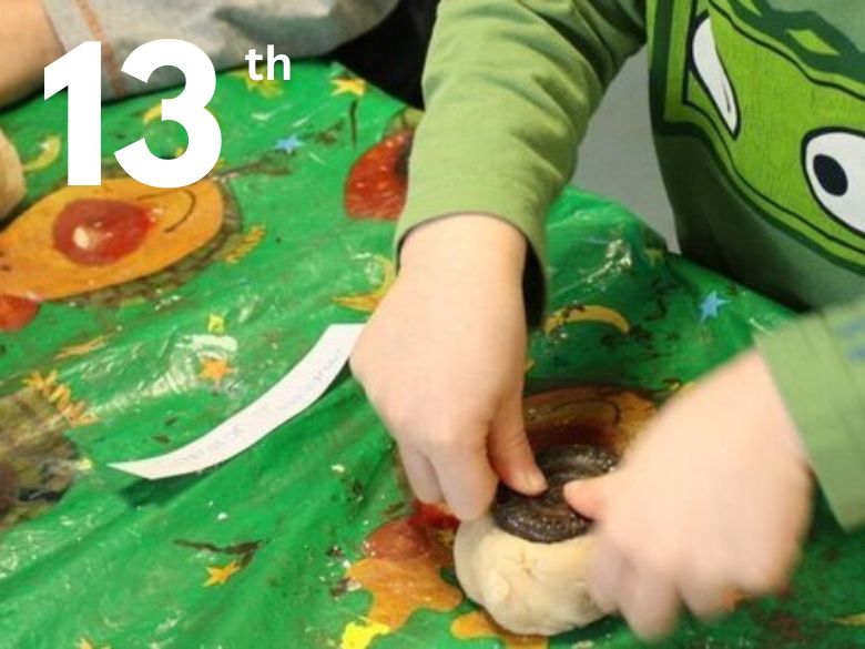 Child making fossil shapes