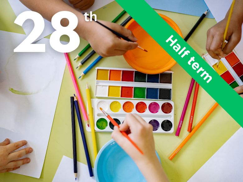 children with paints and pencils