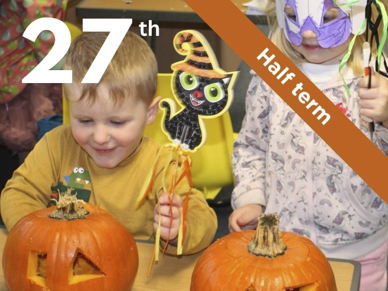 Child with pumpkin