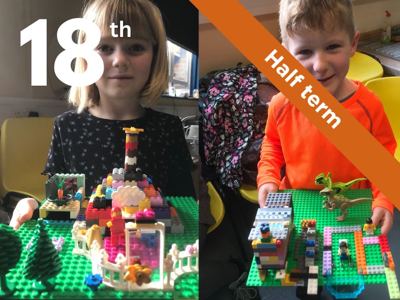 Children with LEGO models