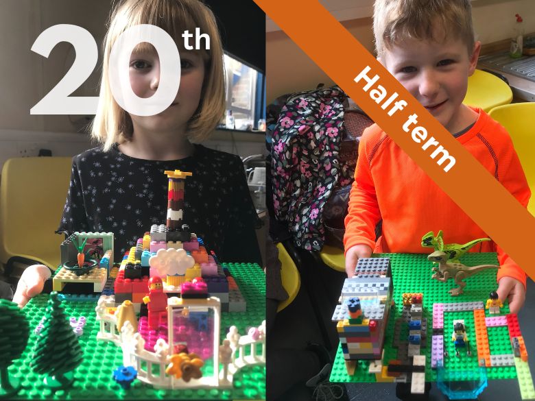 Children with LEGO models