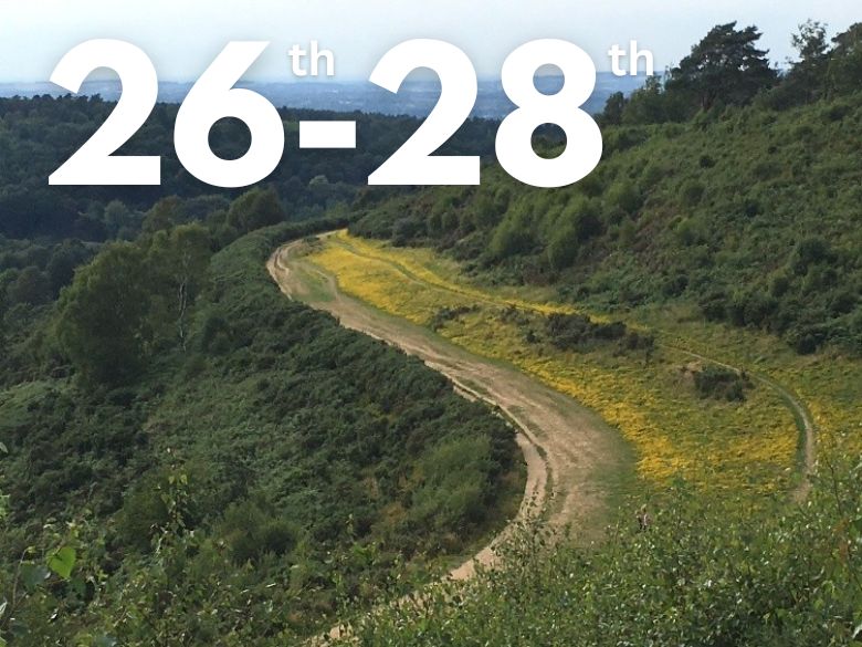A view of a path through hills