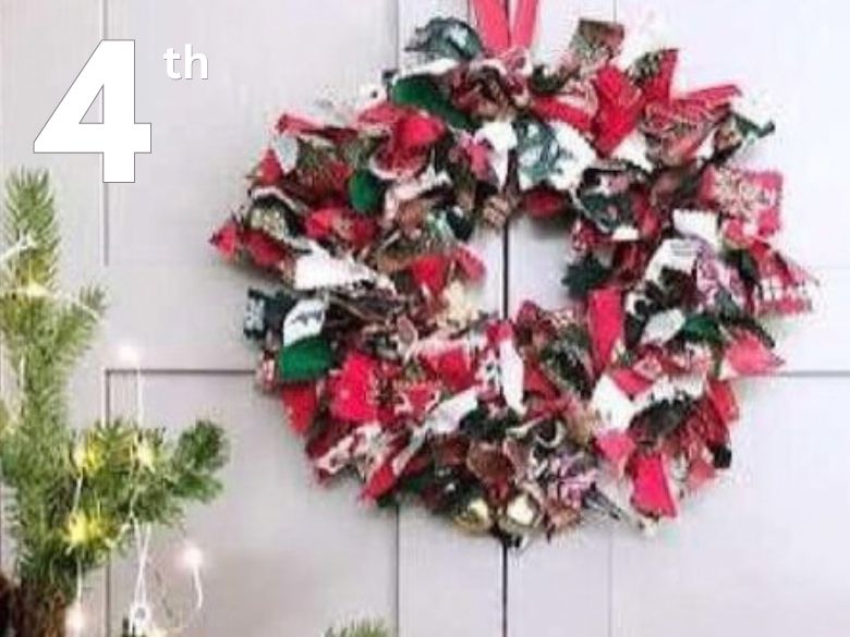 A wreath hanging on a door